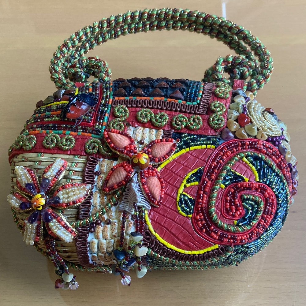 Mary Frances Multicolor Beaded Clutch